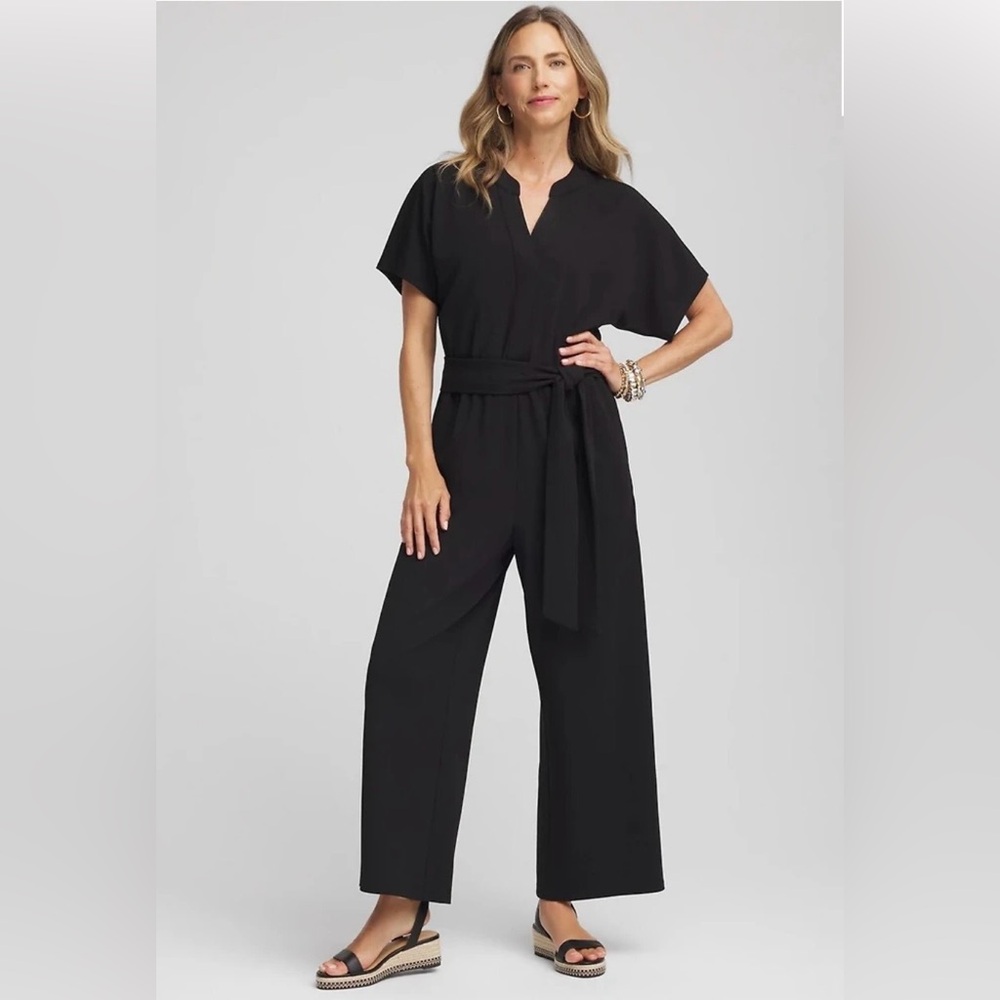 NWT Chico’s  Black Maxi Jumpsuit Dolman SLV jumpsuit women’s size 0 (runs large)
